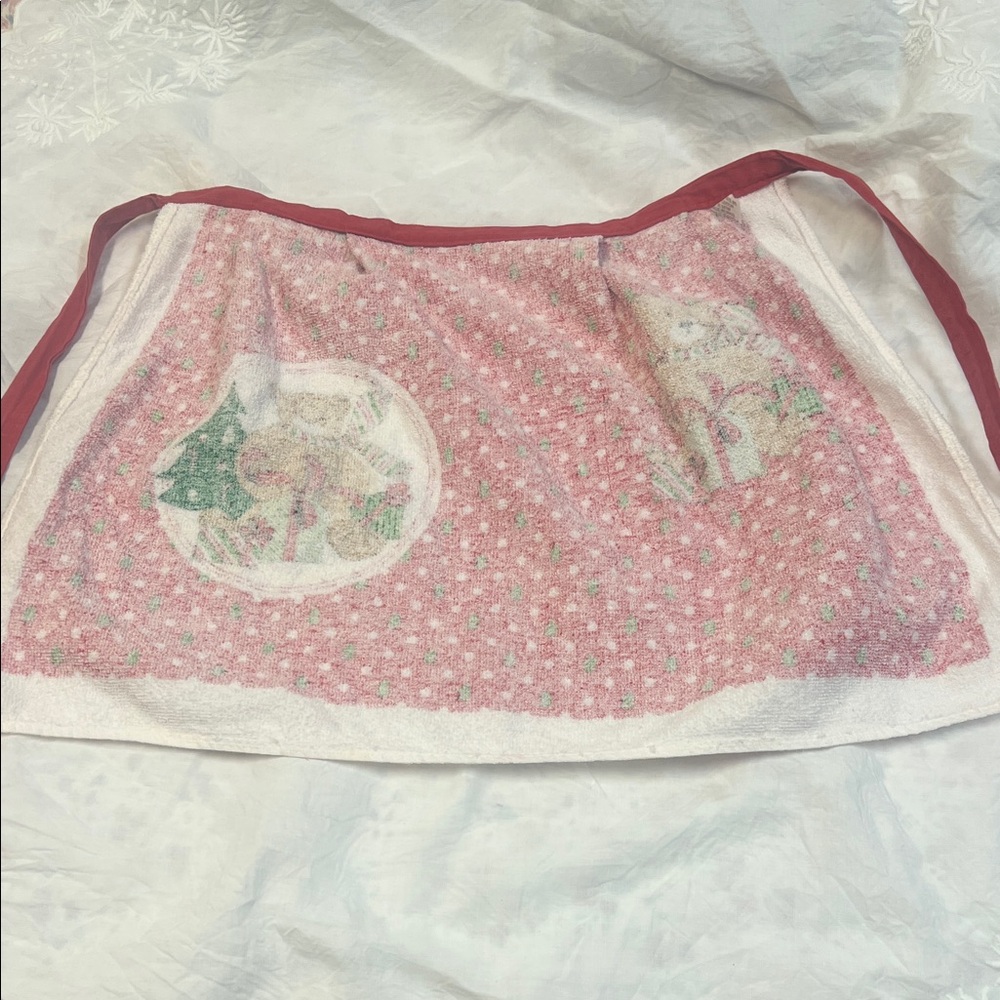 Parisian Prints Festive Red Teddy Bear Apron 100% Cotton - Picture 11 of 11